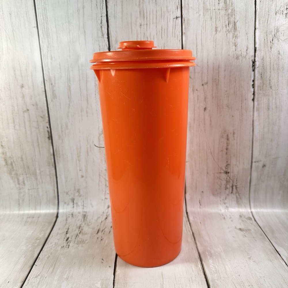 Tupperware Orange Tall Canister with Snap Lid